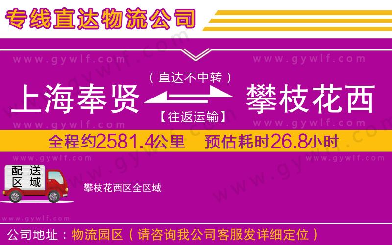 上海奉賢區(qū)到攀枝花西區(qū)物流公司